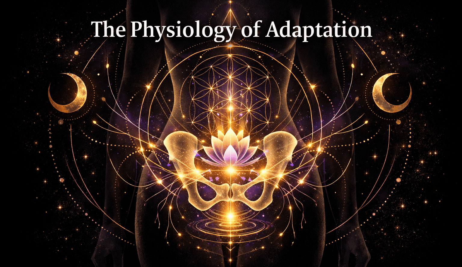 Sacred geometry anatomy illustration representing pelvic floor mechanics and tissue adaptation used in sustainable progression training philosophy for extreme anal play